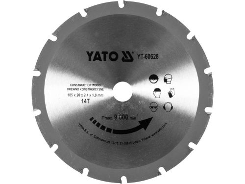 YATO YT-60628 Fűrésztárcsa szöges fához 185 x 20 x 2,4 mm / 14T