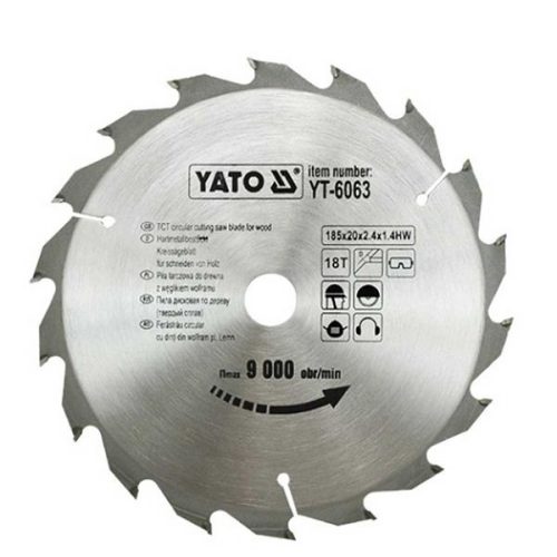 YATO YT-6063 Fűrésztárcsa fához 185 x 20 x 1,4 mm / 18T