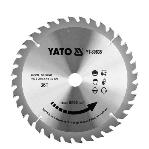 YATO YT-60635 Fűrésztárcsa fához 190 x 20 x 1,5 mm / 36T