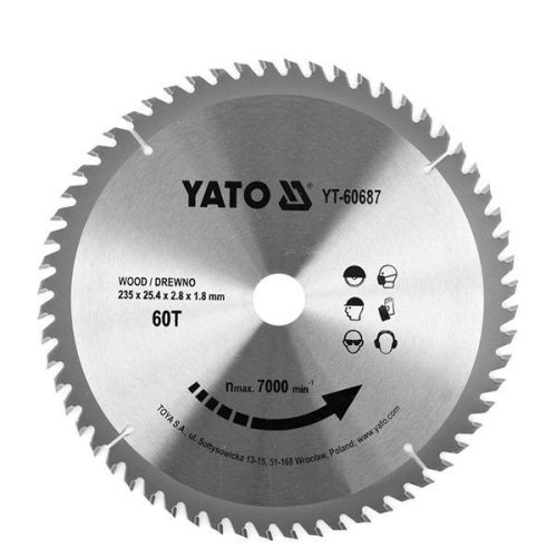 YATO YT-60687 Fűrésztárcsa fához 235 x 25,4 x 1,8 mm / 60T