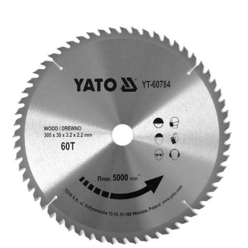 YATO YT-60784 Fűrésztárcsa fához 305 x 30 x 2,0 mm / 60T