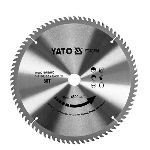 YATO YT-60794 Fűrésztárcsa fához 315 x 30 x 2,5 mm / 80T
