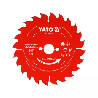   YATO YT-608730 Keményfém lapkás (TCT) fűrészlap fához, PTFE bevonattal, 140×20 mm, 24 fogú