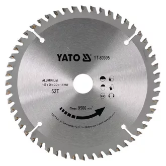   YATO YT-60905 Fűrésztárcsa alumíniumhoz 160 x 20 x 1,5 mm / 52T