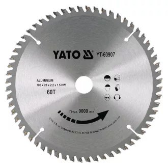   YATO YT-60907 Fűrésztárcsa alumíniumhoz 180 x 20 x 1,5 mm / 60T