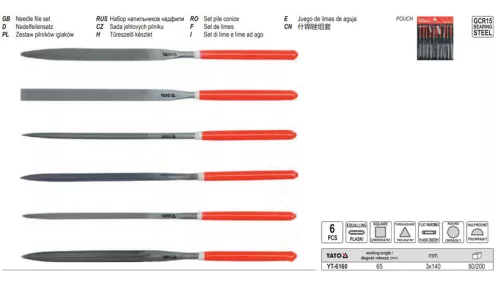 YATO YT-6160 Tűreszelő készlet 6 részes 3,0 x 140 mm