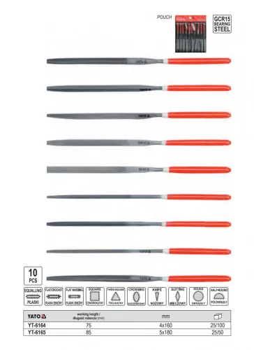 YATO YT-6164 Tűreszelő készlet 10 részes 4,0 x 160 mm