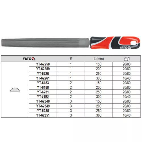 YATO YT-6183 Félkerek reszelő 150 mm / #2 közepes