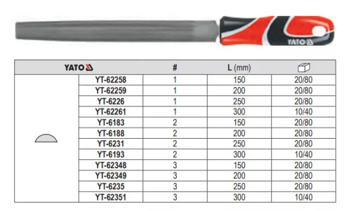 YATO YT-62351 Félkerek reszelő 300 mm / #3 finom