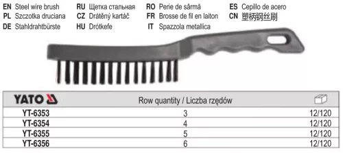 YATO YT-6356 Drótkefe 6 soros műanyag nyéllel