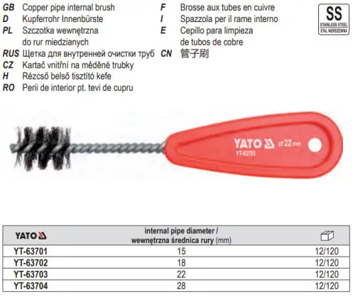 YATO YT-63703 Rézcső tisztító 22 mm