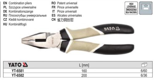 YATO YT-6581 Kombinált fogó 160 mm