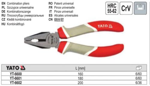 YATO YT-6600 Kombinált fogó 160 mm CrV