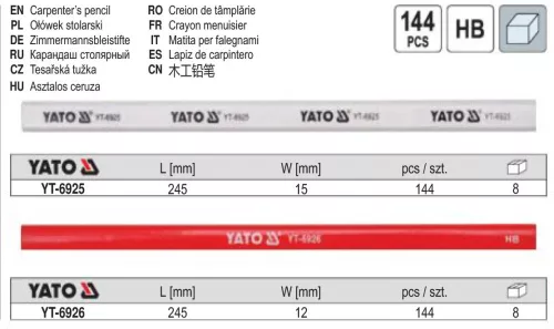 YATO YT-6925 Ácsceruza 245 mm fehér (144 db/cs)