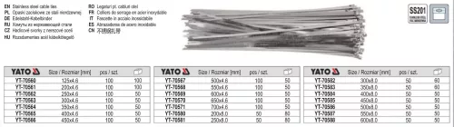 YATO YT-70580 Kábelkötegelő Inox 200 x 8,0 mm (50 db/cs)
