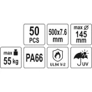YATO YT-70655 Kábelkötegelő fekete 500 x 7,6 mm (50 db/cs)