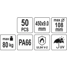 YATO YT-70656 Kábelkötegelő fekete 450 x 9,0 mm (50 db/cs)