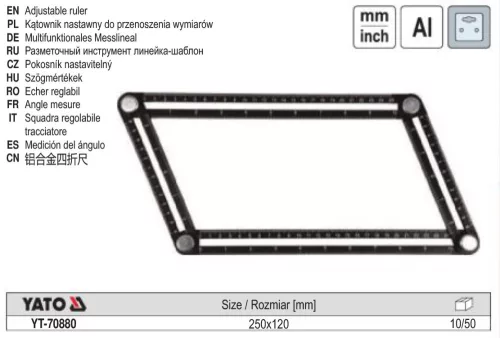 YATO YT-70880 Szögmérő járólapozáshoz 250 x 120 mm alu