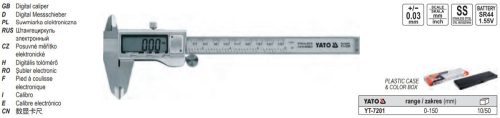 YATO YT-7201 Tolómérő 150/0,03 digitális inox