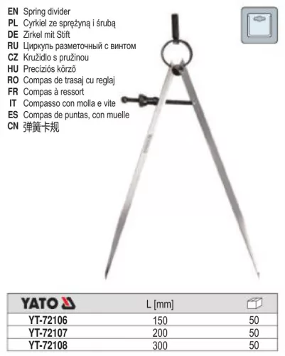 YATO YT-72108 Precíziós rugós körző 300 mm