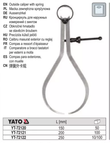 YATO YT-72122 Külső rugós tapintókörző 250 mm