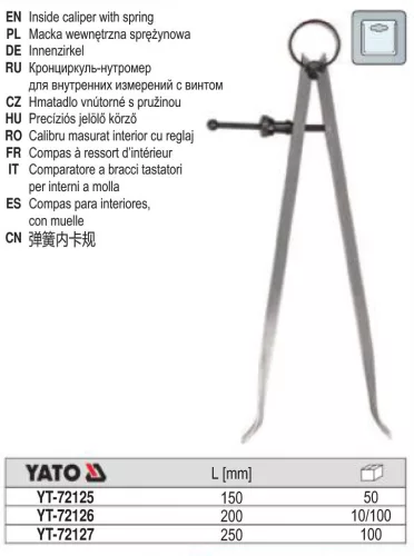 YATO YT-72126 Belső rugós tapintókörző 200 mm