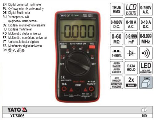 YATO YT-73096 Digitális multiméter TRUE RMS