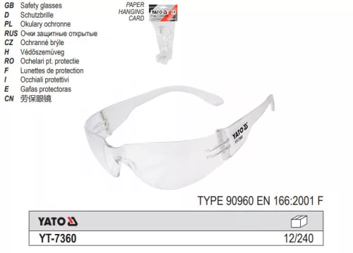 YATO YT-7360 Védőszemüveg víztiszta
