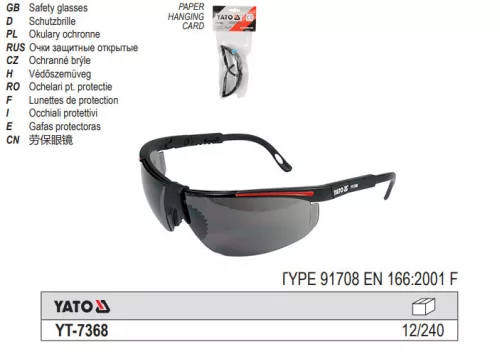 YATO YT-7368 Védőszemüveg füstszínű T:91708