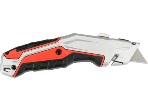 YATO YT-75202 Behúzható tarpézpengés kés övvágó / dobozbontó funkcióval +3 db pótpengével