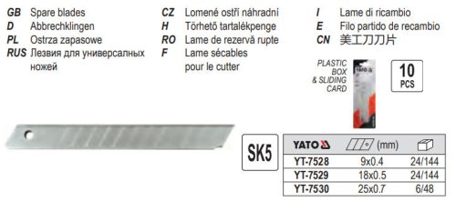 YATO YT-7528 Törhető penge 9 mm (10 db/cs)