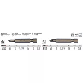 YATO YT-78155 Bithegy PZ2 1/4" 50 mm (10 db/cs)