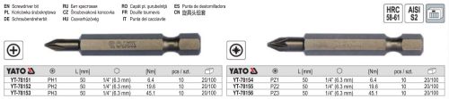 YATO YT-78156 Bithegy PZ3 1/4" 50 mm (10 db/cs)
