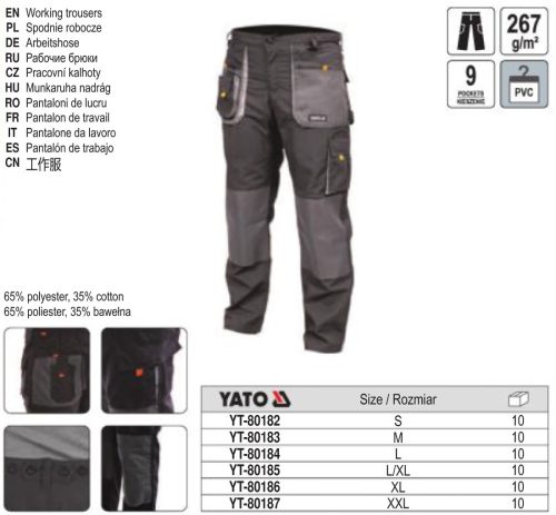 YATO YT-80183 Munkavédelmi deréknadrág M-es méret PEGMA