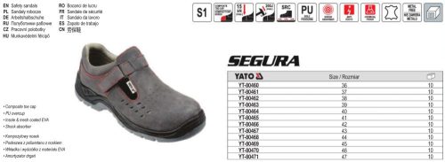 YATO YT-80469 Munkavédelmi szandál S1 45-ös méret SEGURA