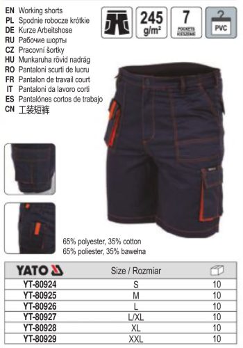 YATO YT-80926 Munkás rövidnadrág L-es méret