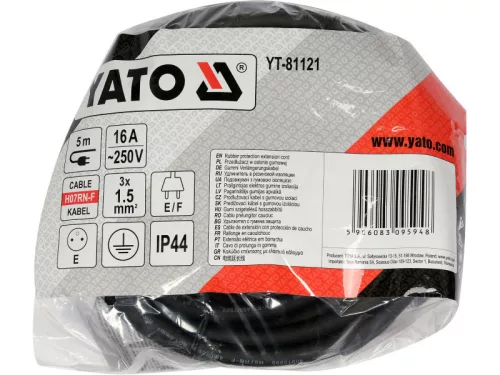 YATO YT-81121 Hosszabító lengőkábel gumiszigetelt 5 m 3 x 1,5 mm2