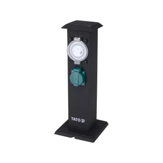   YATO YT-81276 Kültéri csatlakozóelosztó aljzat időkapcsolóval METAL TOWER BLACK IP44 4 x 230V