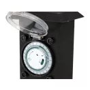 YATO YT-81276 Kültéri csatlakozóelosztó aljzat időkapcsolóval METAL TOWER BLACK IP44 4 x 230V