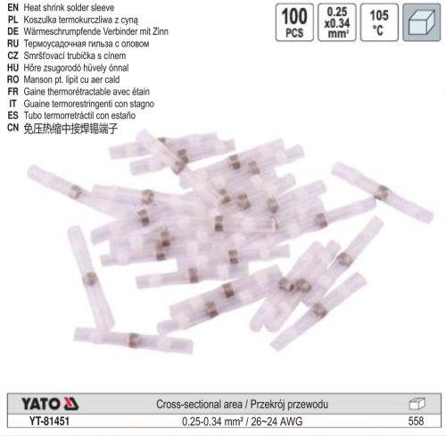 YATO YT-81451 Zsugorcső 0,25-0,34 mm2 (100 db/cs)