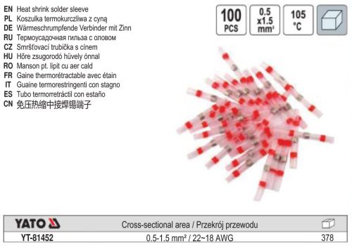 YATO YT-81451 Zsugorcső 0,25-0,34 mm2 (100 db/cs)