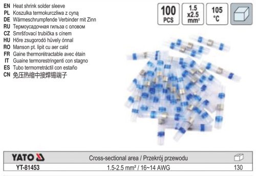 YATO YT-81453 Átlátszó zsugorcső 1,5 - 2,5 mm2 (100 db/cs)