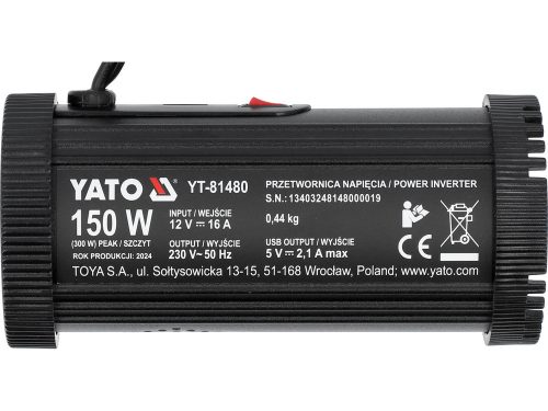 YATO YT-81480 Inverter 12 V / 230 V max 150 W