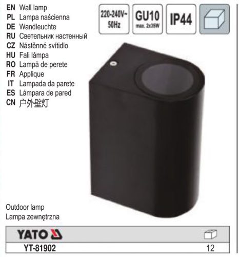 YATO YT-81902 Kültéri fali dupla lámpa 35 W alumínium