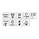 YATO YT-82048 Fúrógép 650 W 13mm-es fém tokmánnyal