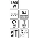 YATO YT-82127 Elektromos fúrókalapács SDS-Plus 5 J 1500 W