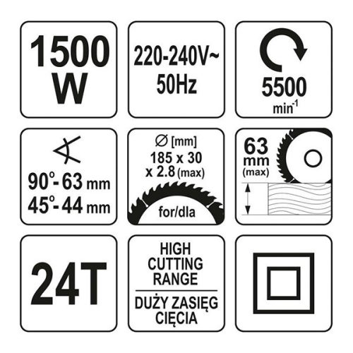 YATO YT-82151 Elektromos körfűrész 185 mm 1500 W