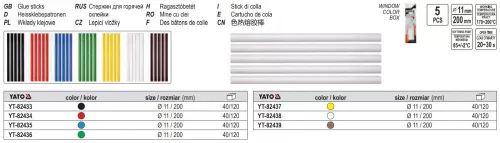 YATO YT-82436 Ragasztó patron zöld 11 x 200 mm (5 db/cs)