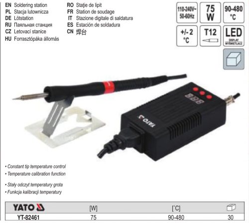 YATO YT-82461 Forrasztó állomás 75 W T12 LED kijelző