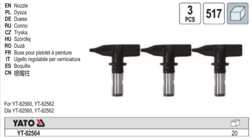 YATO YT-82564 Fúvóka 517-es YT-82560, YT-82562 festékszóróhoz (3 db/cs)